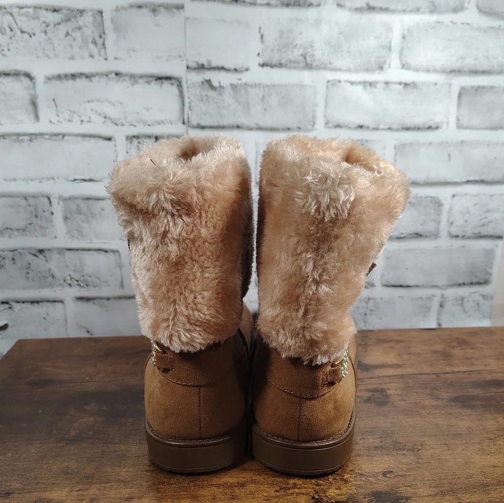 GBG Los Angeles Womens GGALEYA Faux Suede Winter Ankle Boots Size 9.5 Brown - Picture 4 of 8